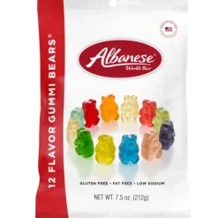 Hot Albanese Confectionery 12 Flavor Gummi Bears 7.5 oz Peg Bag