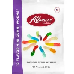 Best Albanese Confectionery 12 Flavor Mini Gummi Worms 7.5 oz Peg Bag