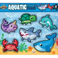 Sale Adventure Planet 6 Piece Chunky Aquatic Theme Wooden Puzzle