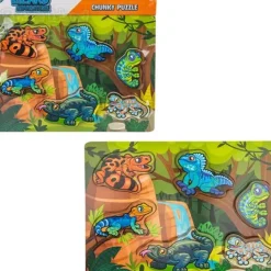 Online Adventure Planet 6 Piece Chunky Lizard Theme Wooden Puzzle