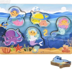 Hot Adventure Planet 6 Piece Chunky Mermaid Wooden Puzzle