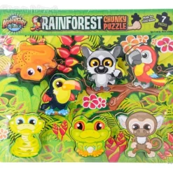 Outlet Adventure Planet 7 Piece Chunky Rainforest Wooden Puzzle