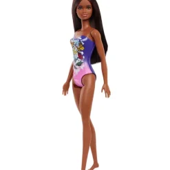 Best Mattel Barbie Beach Doll Dark Hair with Purple Pink Suit
