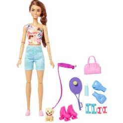 Sale Mattel Barbie Doll With Puppy - Workout Outfit, Roller Skate, and Tennis