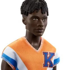 Discount Mattel Barbie Ken Fashionistas Doll #203 with Twisted Black Hair, Orange Athletic Jersey, Shorts & White Sneakers