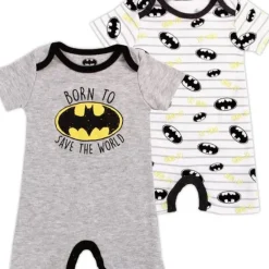 Discount Childrens Apparel BATMAN Boys Newborn 2-Pack Rompers