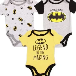 Discount Childrens Apparel BATMAN Boys Newborn 3-Pack Creepers