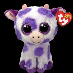 New TY Beanie Boo - Ethel Purple Spotted Cow - 6" Small