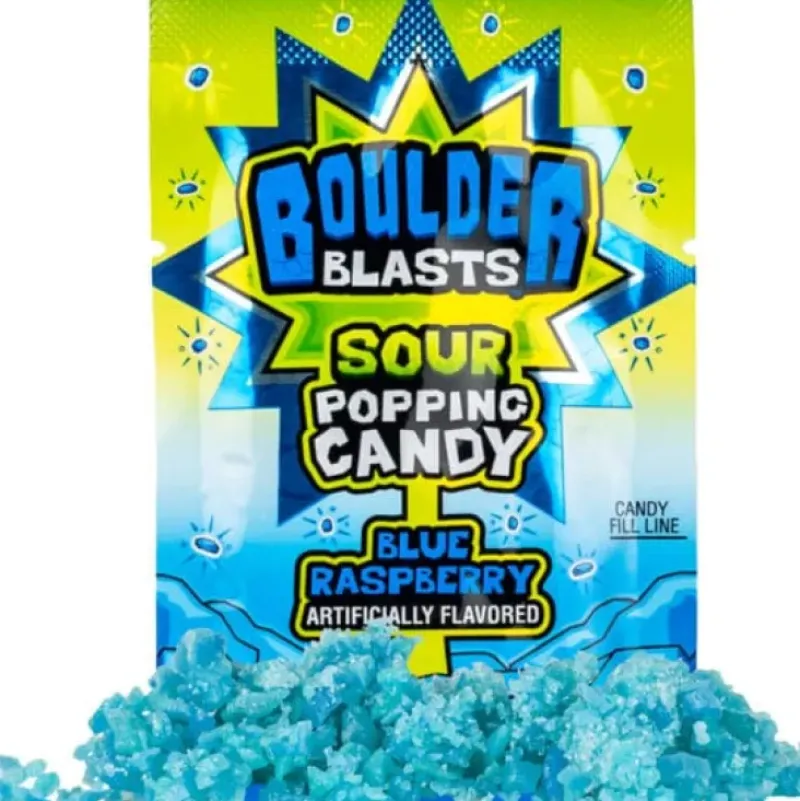 Discount Koko's Boulder Blast Sour Blue Raspberry Popping Candy - Single