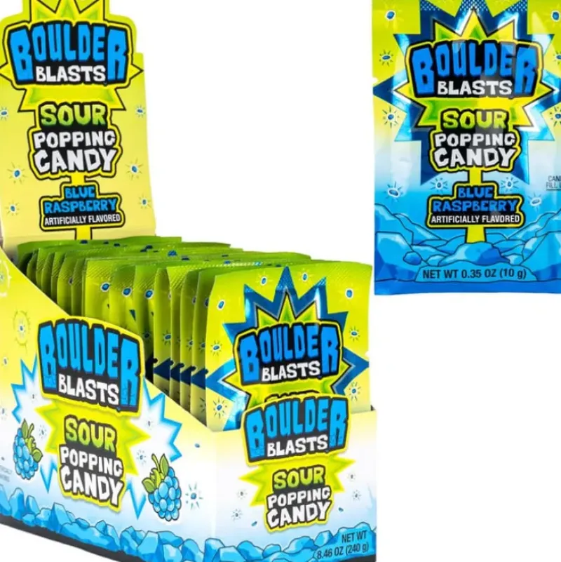 Discount Koko's Boulder Blast Sour Blue Raspberry Popping Candy - Single