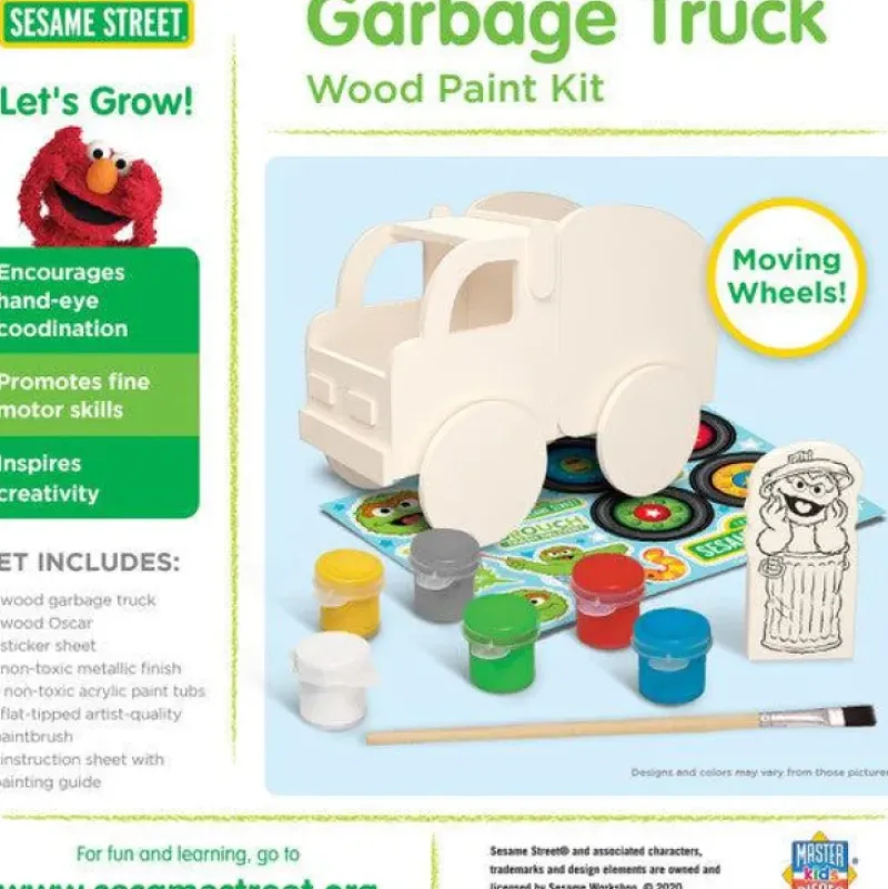 Hot MasterPieces Classic Wood Paint Kit - Sesame Street Garbage Truck