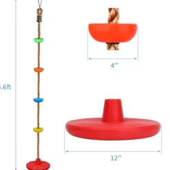 Clearance Great Playthings Climbing Rope Tree Swing with Platform Disc Swing Seat, Heavy Duty