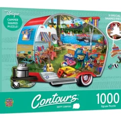 Outlet MasterPieces Contours - Happy Campers - 1000 Piece Shaped Puzzle