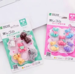 New Idako Cute Teddy Bear & Dog Series Mini Erasers Card