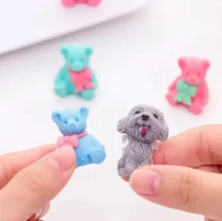 New Idako Cute Teddy Bear & Dog Series Mini Erasers Card