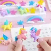 Hot Idako Cute Unicorns Mini Erasers Card