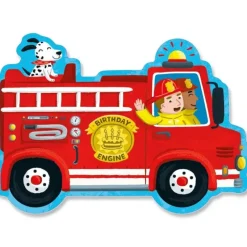 Discount Peaceable Kingdom Fire Truck Die Cut Birthday Card