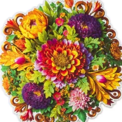 New Unidragon Flora - Charming Bouquet Wooden Puzzle - 200 Pieces