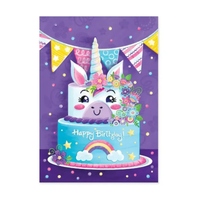 Discount Peaceable Kingdom Glitter Unicorn Cake Birthday Card