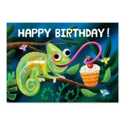 New Peaceable Kingdom Googly Eyes - Chameleon Birthday Card