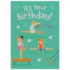 New Peaceable Kingdom Gymnastics Foil Birthday Card