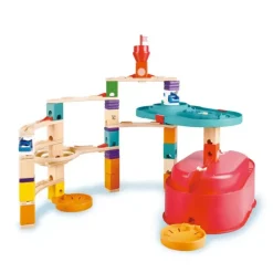 New Hape Quadrilla Stack Track Bucket Set Wooden Marble Run Blocks