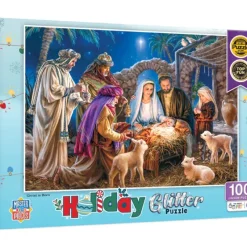New MasterPieces Holiday - Christ is Born - 100 Piece Glitter Puzzle