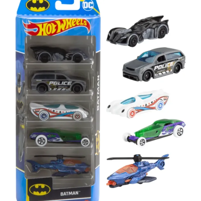 Outlet Mattel Hot Wheels 1:64 Scale Batman-Themed Toy Vehicles, Set Of 5
