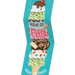 Hot Peaceable Kingdom Ice Cream Glitter Tall Tri-Fold Card