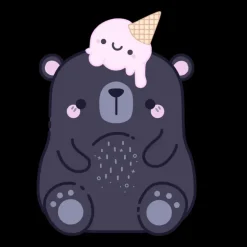 Clearance Idako Ice Cream Hat Bear 4" Sticker