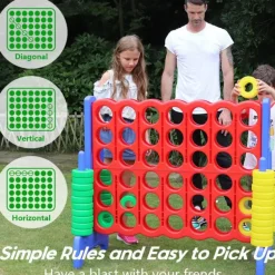 Best Great Playthings Jumbo Four in a Row 4 To Score Game for Kids & Adults Indoor & Outdoor Game Set with 42 Giant Rings