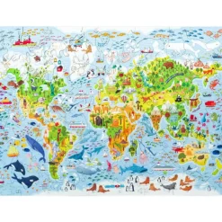 Clearance Unidragon Kids World Map Wooden Puzzle - 100 Pieces