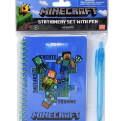 Outlet United Party Minecraft Spiral Notebook with Pen in Poly Bag with Header 50 Sheets