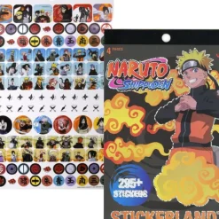 New United Party Naruto Shippuden 4 Sheet Foil Cover Sticker Pad, 200+ Stickers