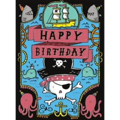 Clearance Peaceable Kingdom Neon Birthday Card Pirate