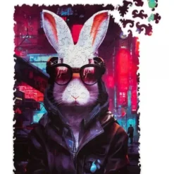 Best Unidragon Pop-Art - Cyber Rabbit Wooden Puzzle - 250 Pieces