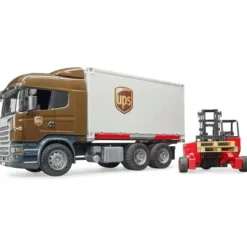 Hot Bruder SCANIA R-Series UPS logistics truck with forklift