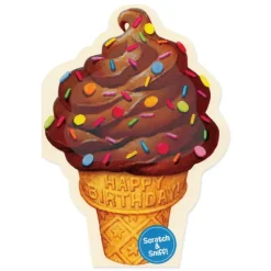 Hot Peaceable Kingdom Scratch & Sniff Birthday Card - Chocolate Ice Cream Cone