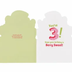New Peaceable Kingdom Scratch & Sniff Birthday Card - Age 3 Strawberry