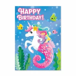 Sale Peaceable Kingdom Sea Horse/Unicorn Glitter Birthday Card