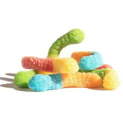 Clearance Albanese Confectionery Sour 12 Flavor Mini Gummi Worms 7 oz. Peg Bag