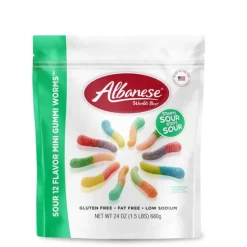 New Albanese Confectionery Sour 12 Flavor Mini Gummi Worms 24 oz Share Size Bag