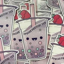 Discount Idako Spread Positivi-Tea 4" Glitter Sticker