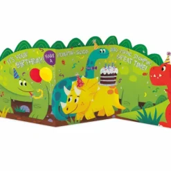 Hot Peaceable Kingdom Tri Fold Birthday Card - Dinosaur