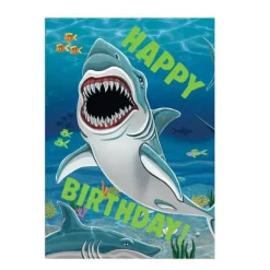 Discount Peaceable Kingdom Tri Fold Birthday Card - Realistic Shark