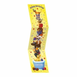 Best Peaceable Kingdom Tri Fold Birthday Card - Stacked Dogs Glitter Tail