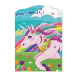 New Peaceable Kingdom Tri Fold Birthday Card - Unicorn