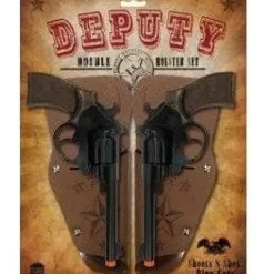 Parris Toys Western Deputy Double Holster Set Cap Guns 8.5" Long