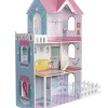 New Great Playthings Wooden Blue Deluxe Doll House