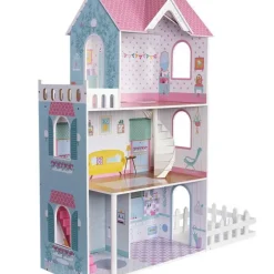 New Great Playthings Wooden Blue Deluxe Doll House